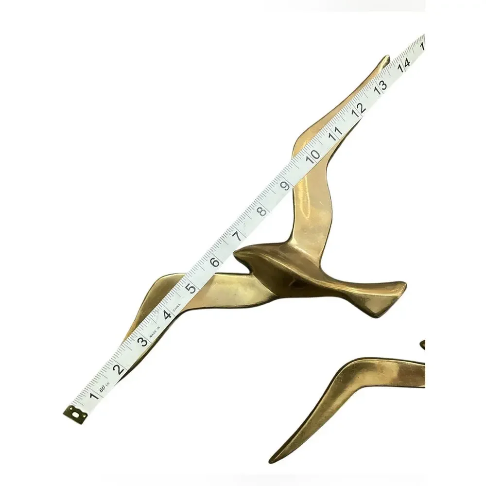 Gold Brass Seagulls Wall Decor 3 Piece Set Vintage 1960’s Coastal Accent EUC